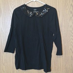 Peter pan sequin collar Loft top L